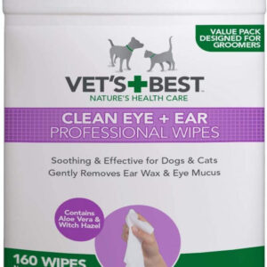 Vet’s Best Chusteczki do oczu i uszu 160 sztuk w opakowaniu. Chusteczki są przeznaczone do codziennej pielęgnacji oczu i uszu psów i kotów.
