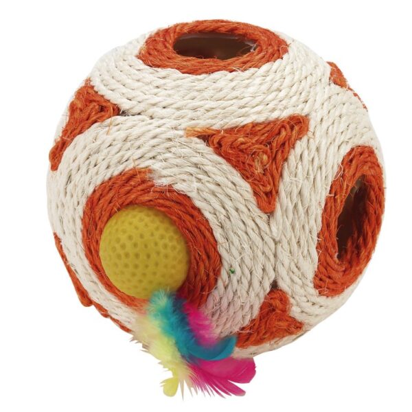 Zabawka piłka z sizalu dla kota 12 cm - KERBL. Idealna zabawka do ścierania pazurów, toczenia i polowania • z grzechotką • różne kolory