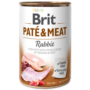 BRIT PATE & MEAT RABBIT pełnoporcjowa karma z królikiem dla psów wszystkich ras. Bez zbóż. Bez dodatku konserwantów. 70% królik i kurczak.